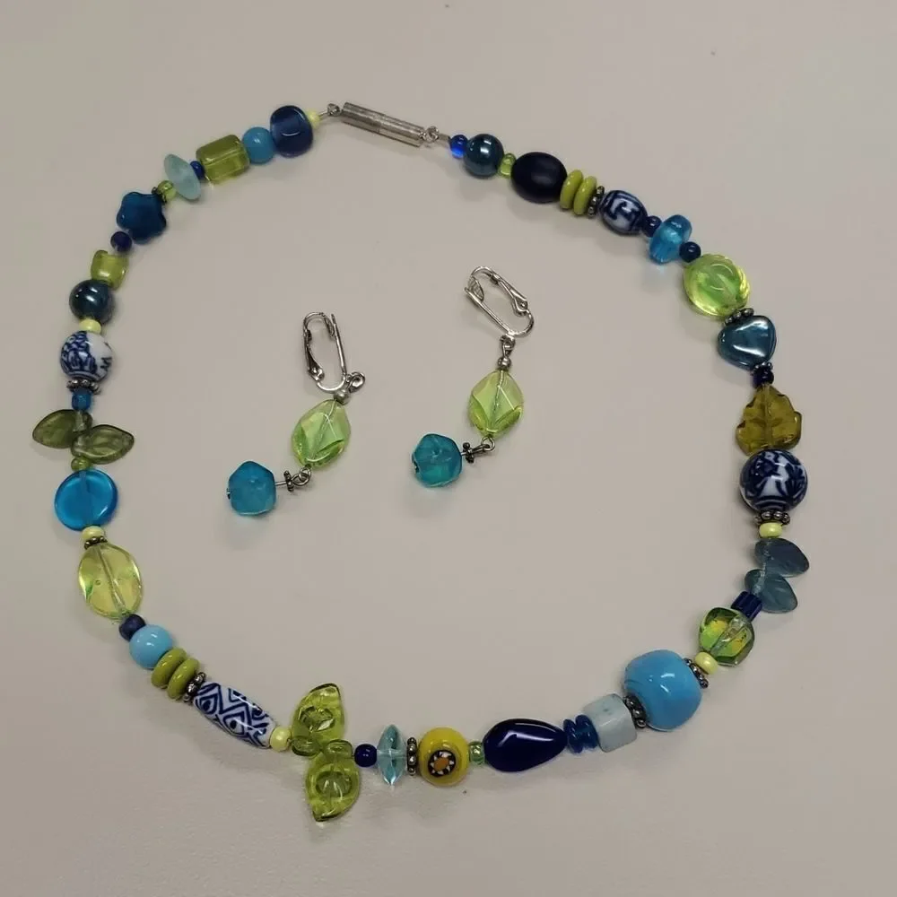 Necklace Clip On Earrings Set